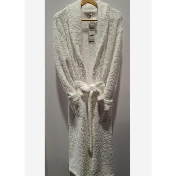 Barefoot Dreams Women's White Size 2 Belted Open Front Cozychic Robe - Picture 1 of 5